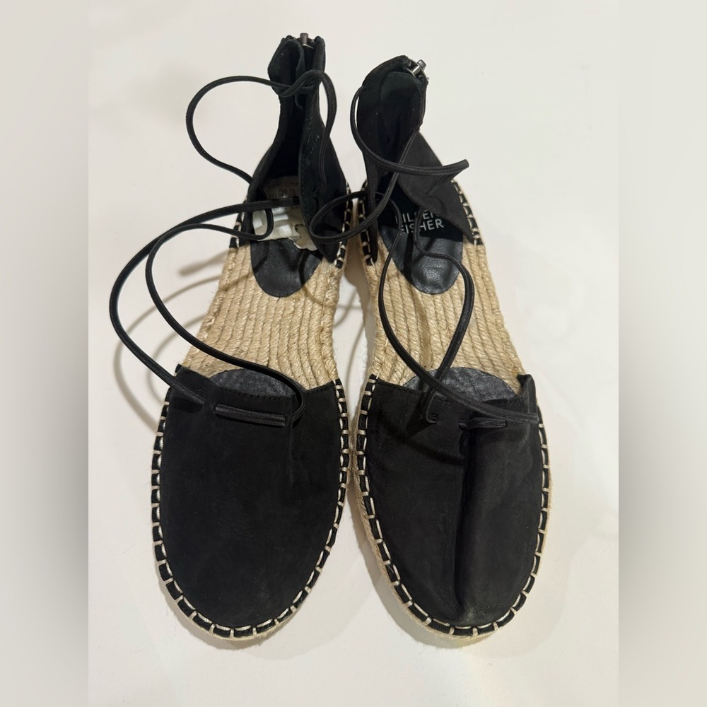 Eileen Fisher, black suede cross trap Spadrille. Flats 5.5 NWT.